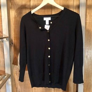 Black Cardigan with Gold Button Accents